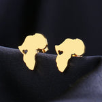 Boucles d'oreilles en acier inoxydable pour femmes, style carte de l'Afrique