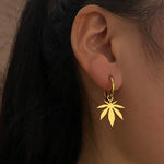 Boucles d'oreilles créoles plaquées en acier inoxydable pour femmes, amulette du cuir chevelu en érable