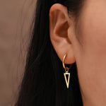 Boucles d'oreilles créoles en acier inoxydable pour femmes, triangle inversé