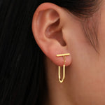 Boucles d'oreilles en acier inoxydable pour femmes, pendentif pompon en forme de U