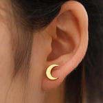 Boucles d'oreilles en acier inoxydable pour femmes, conception de lune simple