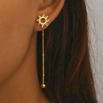 Boucles d'oreilles en acier inoxydable pour femmes, totem du soleil classique