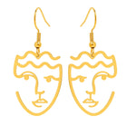 Boucles d'oreilles en acier inoxydable pour femmes, silhouette de visage