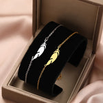 Bracelets classiques en acier inoxydable pour femmes, conception de plumes simples
