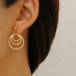 Boucles d'oreilles en acier inoxydable pour femmes pendentif géométrique